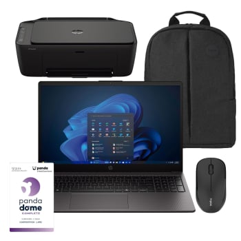 Ordenador Portátil HP 255R G10, Ryzen 5 7535U, 8GB, 512GB SSD, FHD, 15,6'' - 39,62 cm, W11 con Impresora, Mochila, Ratón y Antivirus