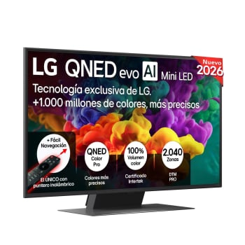 Smart TV QNED evo 43″ (109.22 cm) LG 43QNED87B6A con IA, 4K MiniLED, 60 Hz, a7 AI Processor 4K Gen9, HDR, Dolby Digital Plus; a8 AI Sound Pro