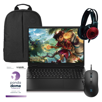 Ordenador Portátil Gaming Hp 15-GB0015NS, AMD Ryzen™ 5 240, 16 Gb, 512 Gb, SSD, 38,86 cm – 15,3, GeForce RTX™ 5050 ,Sin SO incluye Mochila Hama + Ratón Rapoo + Auriculares Gaming + Antivirus