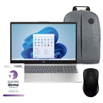 Ordenador Portatil HP 15-FC1006NSX RYZEN 5-7520U, 16GB, 512GB, SSD, 39,62 cm 15.6″,  W11, Sin Cargador Incluye Mochila Hama, Raton Rapoo + Antivirus