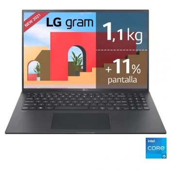 Portátil LG Gram 16Z90P-G, Intel Core i5 1135G7 con 16GB, 512GB SSD, WQXGA 16''- 40,64 cm, Windows 10 Pro - Negro
