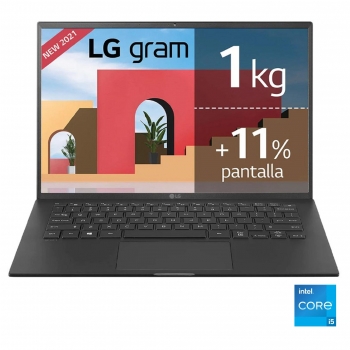 Portátil  LG GRAM 14Z90P-G, Intel Core i5 1135G7 con 16Gb, 512GB SSD, WUXGA 14"-35,56 cm, Windows 11 home - Negro