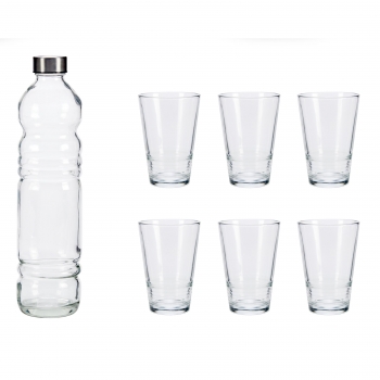 Pack Botella de Agua VIVALTO 1,1L con 6 Vasos
