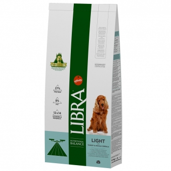 Pienso de pavo y cereales integrales para perro adulto Light Libra 12 Kg.