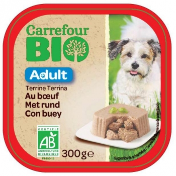 Tarrina de buey para perros Carrefour Bio 300 g.