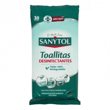Toallitas desinfectantes multiusos sin lejía Sanytol 30 ud.
