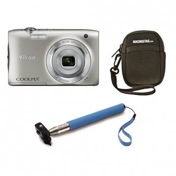 Cámara Digital Nikon S2900 con Estuche y Stick Selfie - Plata