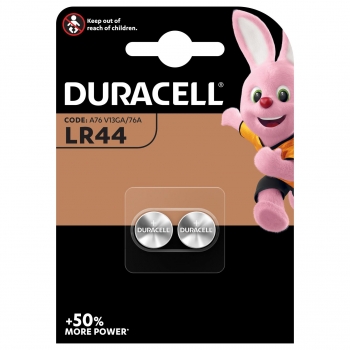 Pilas Alcalinas de botón LR44 Duracell Especiales, paquete de 2