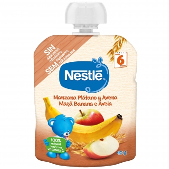 Bolsita de manzana, plátano y avena desde 6 meses Nestlé sin azúcar añadido 90 g.