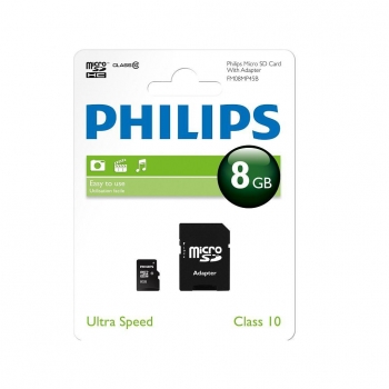 Tarjeta de Memoria Philips Micro SDHC 8GB con Adaptador