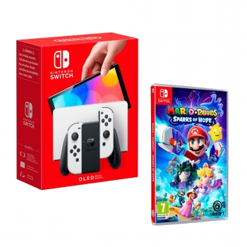 Nintendo Switch OLED Blanca + Mario+Rabbids Sparks Of Hope