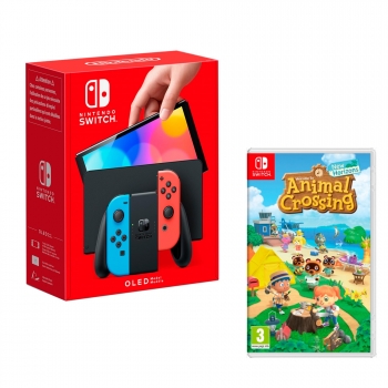 Nintendo Switch OLED Neón + Animal Crossing New Horizons