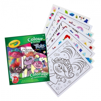 Trolls World Tour Libro Colorear + Stickers Disney Crayola 04-0917
