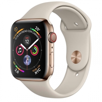 Apple Watch Series 4 GPS + Cellular 40 mm acero inoxidable en oro y correa deportiva piedra