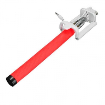 Palo Selfie Extensible Con Disparador Cable Jack 3.5mm Rojo Universal