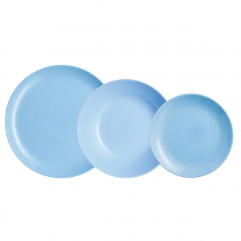 Vajilla 18 Piezas Vidrio Opal Modelo Diwali Azul De Luminarc