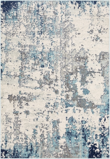 Alfombra De Salón Abstracta - Azul, Gris Y Blanco -  200x274 Cm