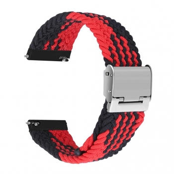 Correa Solo Loop Ajustable Trenzada Para Huawei Watch Gt 3 Elegant 42mm Rojo Y Negro