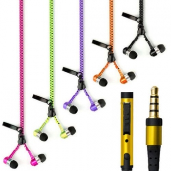 Theoutlettablet® Auriculares In-ear Con Cremallera Hifi Estéreo Dispone De Micrófono Manos Libres Para Smartphone Color Verde