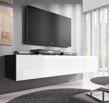 Mueble Tv Modelo Forli Xl (160 Cm) En Color Negro Con Blanco