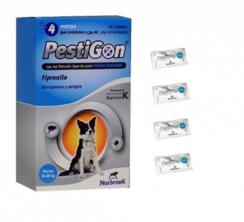 8 Pipetas Pestigon 1,34mg Pulgas Y Garrapatas Perros Medianos 10-20kg (fipronilo)