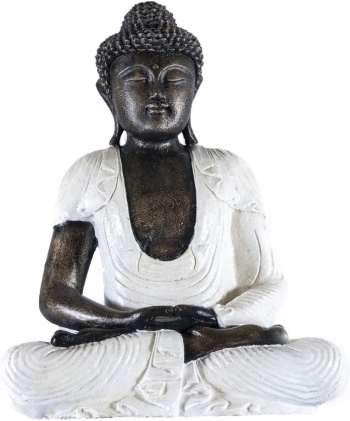 Figura De Buda Decoración En Color Blanco Rústico | 50 Cm De Alto