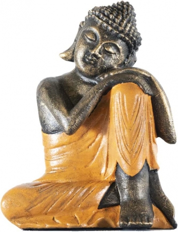 Figura De Buda Descansando En Color Naranja | 30 Cm De Alto