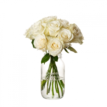 Ramo De 12 Rosas Blancas En Caja De Cartón Reciclable - Jarrón  No Incluido
