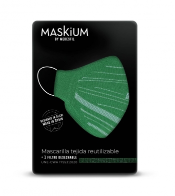 Mascarilla Tejida Reutilizable Con Filtro Desechable, Maskium I-17 De Color Verde Talla S