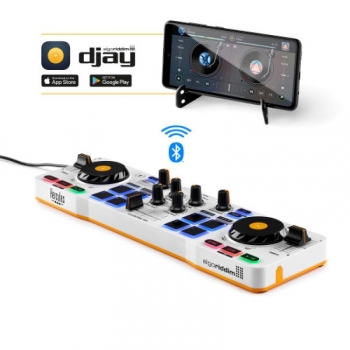Hercules Djcontrol Control Mix Bluetooth Pour Smartphone Et Tablettes ( Andoid E 2 Canales Negro, Blanco, Amarillo