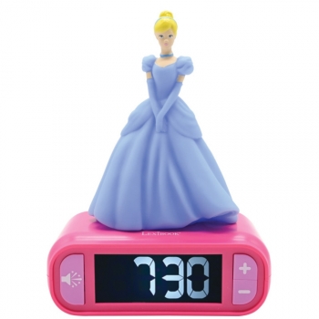 Despertador Digital Con Luz De Noche 3d Y Efectos Sonoros - Cenicienta Disney Princesas