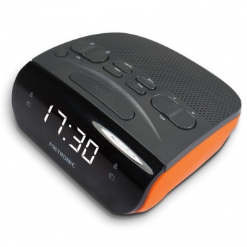 Radio Despertador Digital Con Led Blanco Función Doble Alarma Metronic 477034