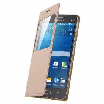 Funda Samsung Galaxy Grand Prime Libro Billetera Flip Book Cover – Oro