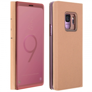 Funda Libro Efecto Espejo Rosa Samsung Galaxy S9 Tapa Translúcida Soporte