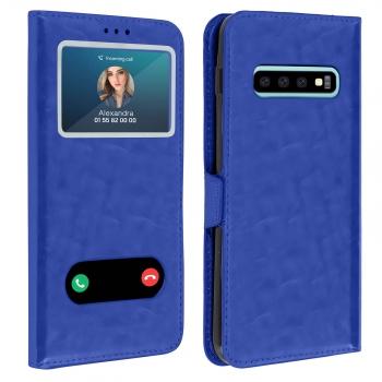 Funda Samsung Galaxy S10 Con Doble Ventana Carcasa De Silicona – Azul