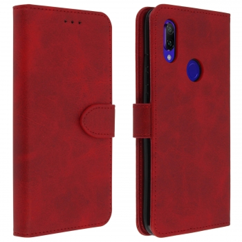 Funda Monedero Y F. Soporte Para Xiaomi Redmi 7 - Rojo
