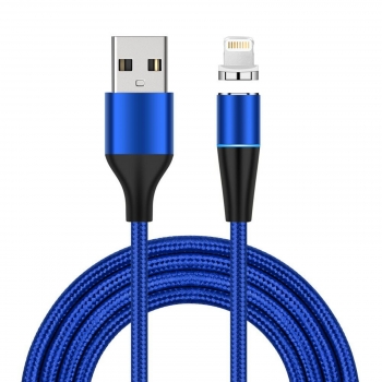 Cable Magnético Usb A Iphone Lightning De Nylon Trenzado 1m Azul