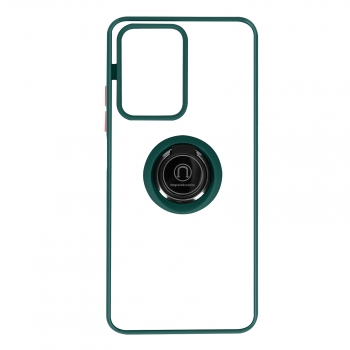 Funda Carcasa Xiaomi 11t / 11t Pro Dos Materiales Anillo Metálico Soporte Negro