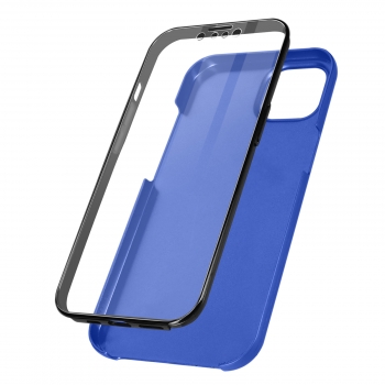 Funda Iphone 13 Mini Parte Trasera Rígida Azul Delantera Flexible Transparente