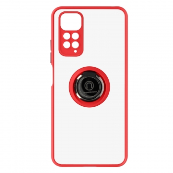 Funda Xiaomi Redmi Note 11 / 11s Dos Materiales Anillo Metálico Soporte Rojo