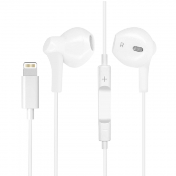 Auriculares Cable Iphone Lightning Teclas Control Micro Bluetooth Blanco