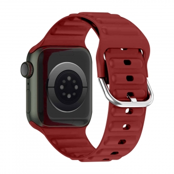 Correa Apple Watch 49mm, 45mm, 44mm, 42mm Silicona Ajustable Burdeos