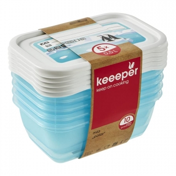 Azul transparente Fredo Fresh keeeper Set de 3 Fiambreras 3 x 1 l 3x 1 l PP 15,5 x 10,5 x 11,5 cm 