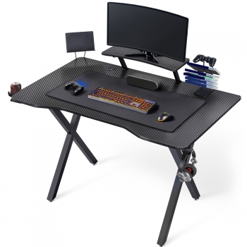 Mesa Gaming Ordenador Escritorio Ergonómica Con Gancho 100×60cm Negro