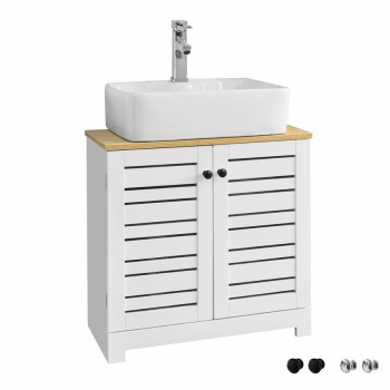 Mueble De Baño Para Debajo Del Lavabo Color Blanco Y Natural 60 X 59 X 30 Cm