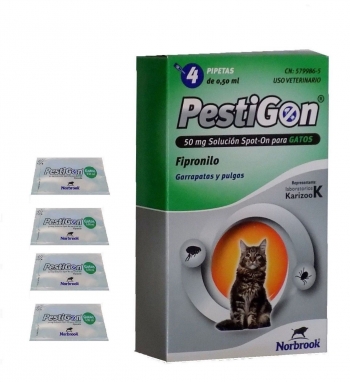 Caja 4 Pipetas Pestigon Para Gatos Anti Pulgas Y Garrapatas