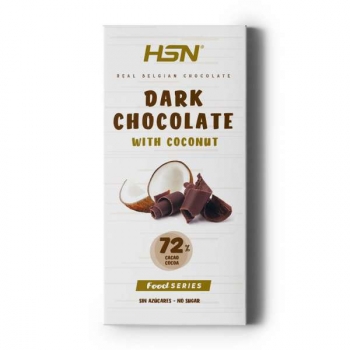 Tableta Chocolate Negro Con Coco Sin Azúcar - 100g- Hsn