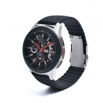 Correa Silicona Con Cierre Ajustable De Acero Para Samsung Galaxy Watch 3 Lte 45mm Negro