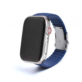 Correa Silicona Con Cierre Ajustable De Acero Para Apple Watch Series 8 41mm Azul Oscuro