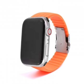 Correa Silicona Con Cierre Ajustable De Acero Para Apple Watch Series 3 38mm Naranja
